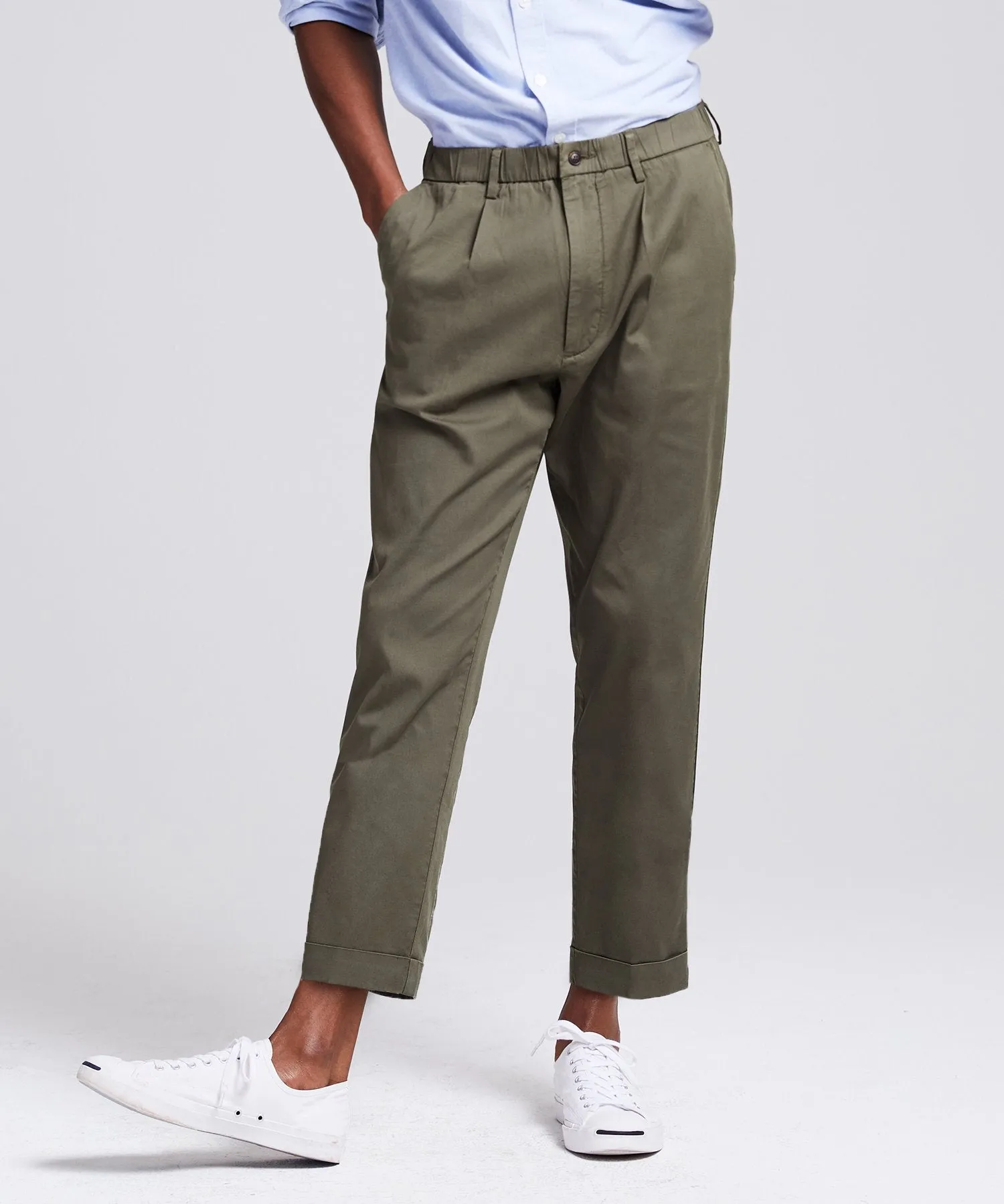 The Pleated Pant in Olive Oil