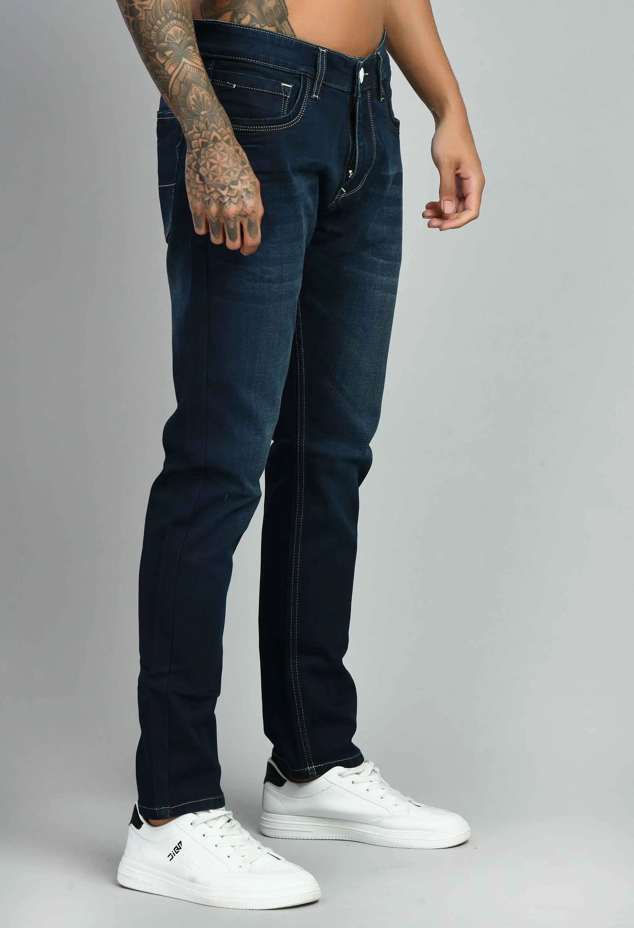 Tint Blue Lycra Straight Fit Jeans