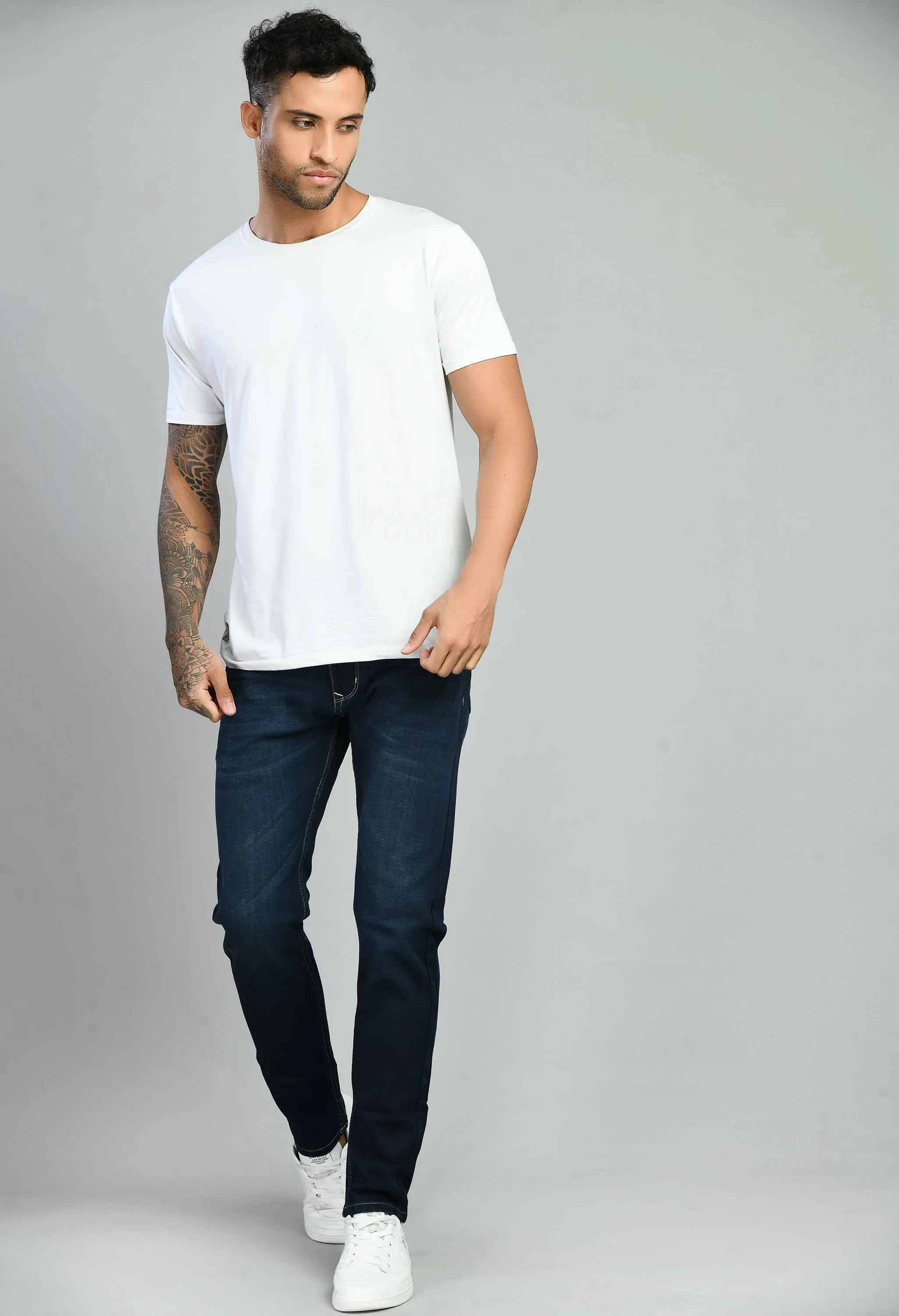 Tint Blue Lycra Straight Fit Jeans