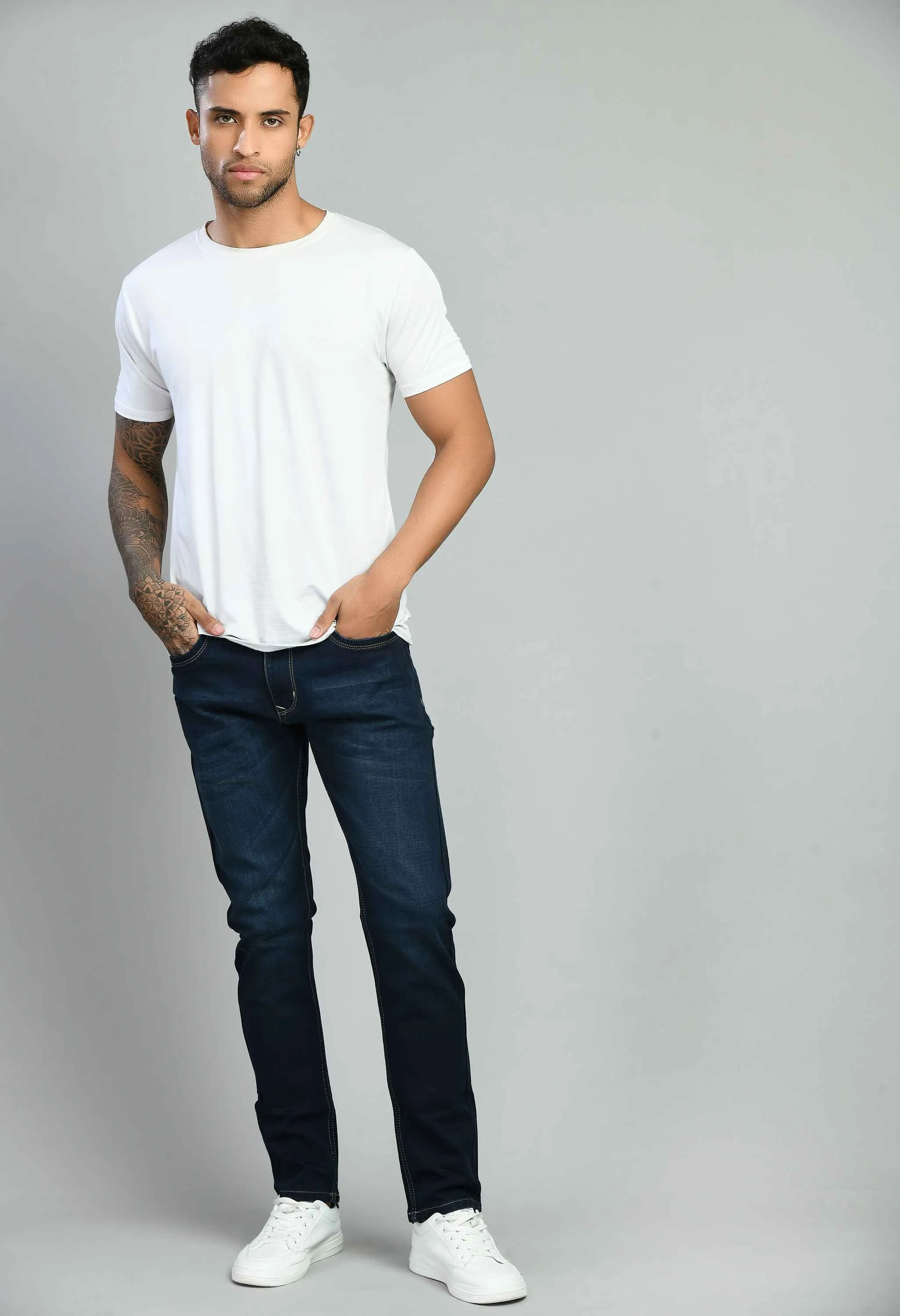 Tint Blue Lycra Straight Fit Jeans