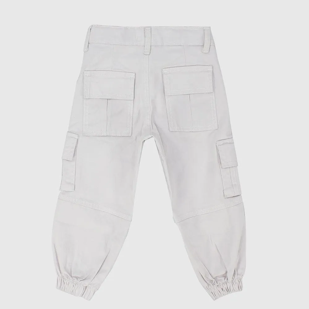 Unisex Offwhite Gabardine Cargo Pants