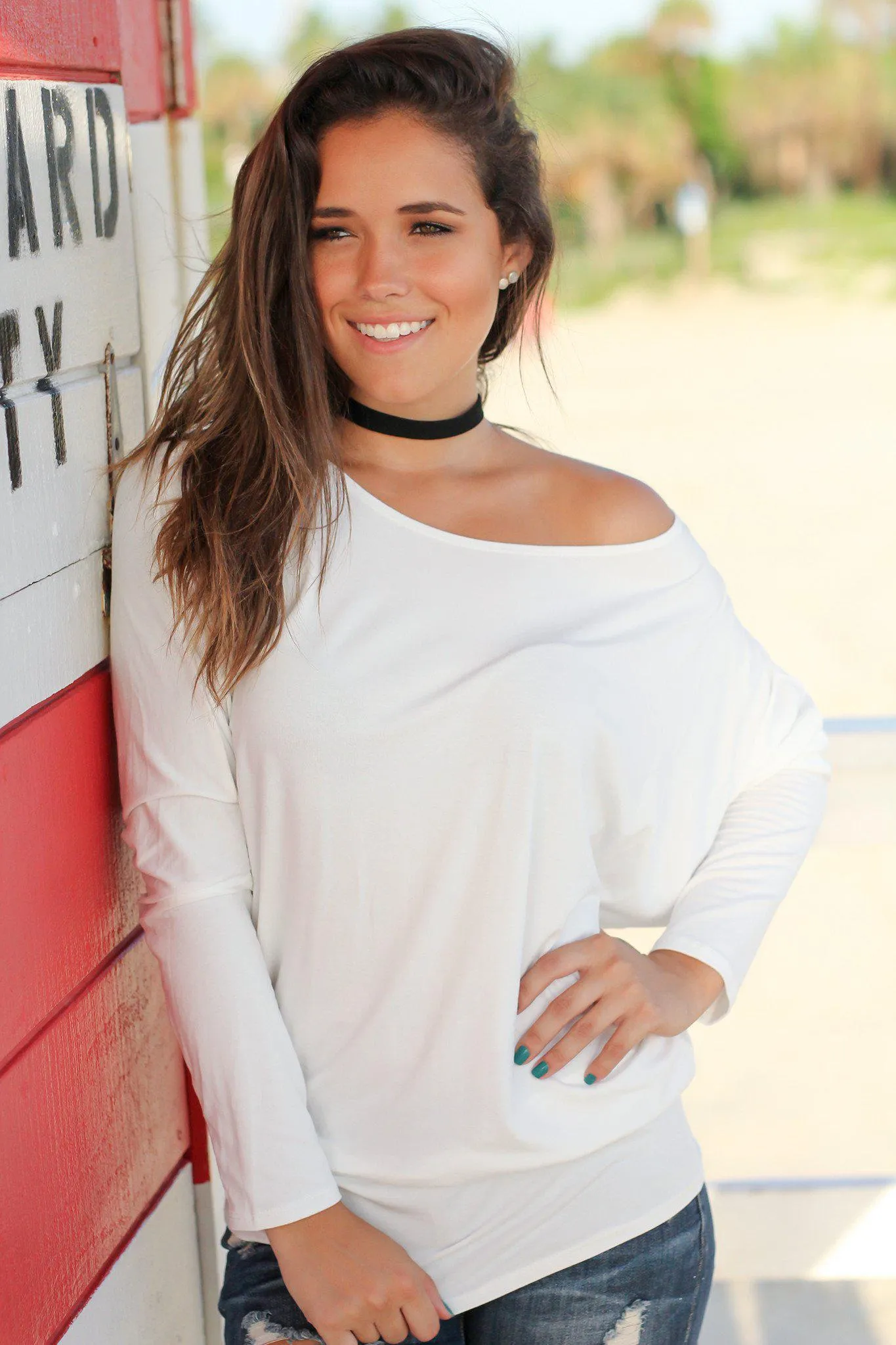 White Long Sleeve Top