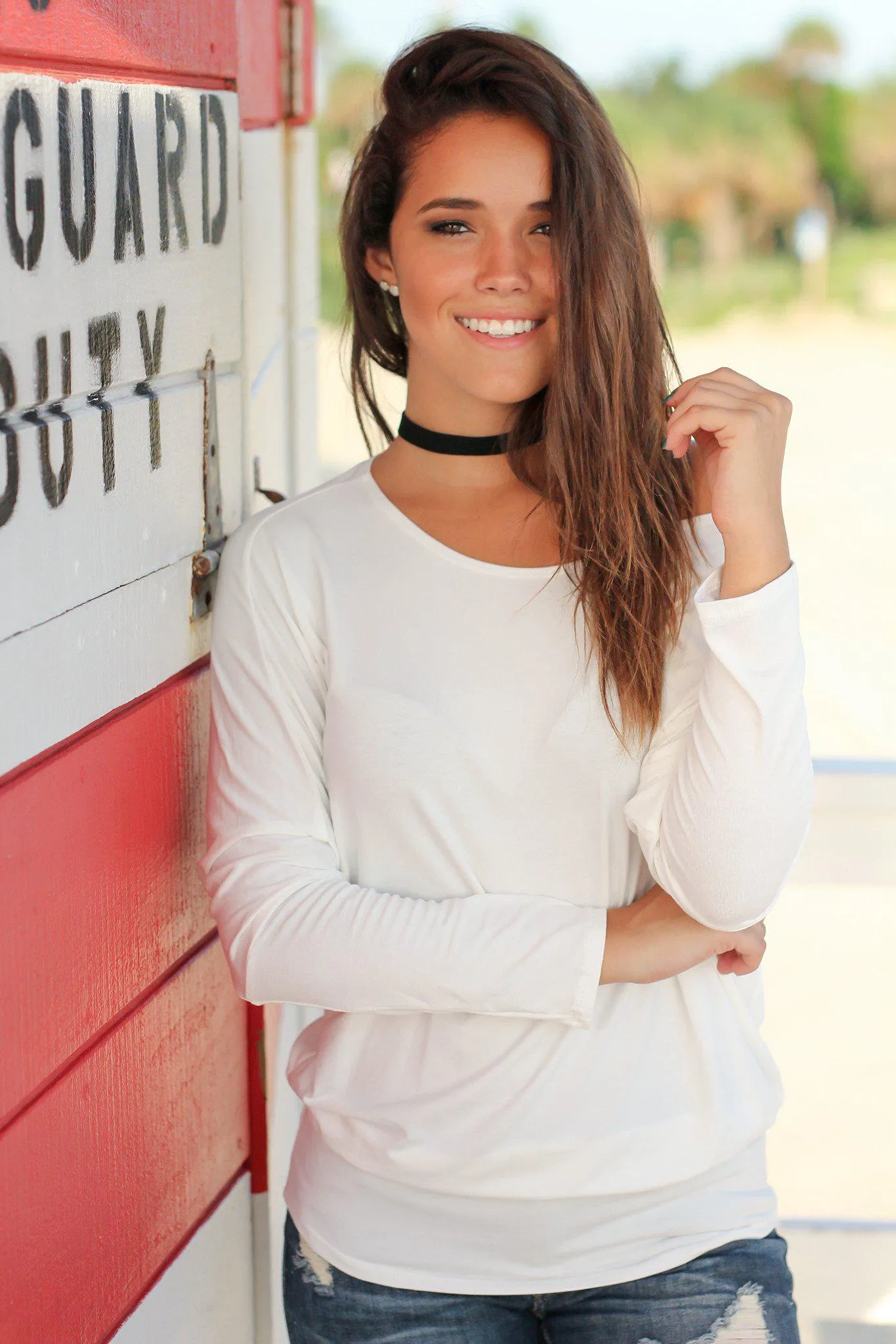 White Long Sleeve Top