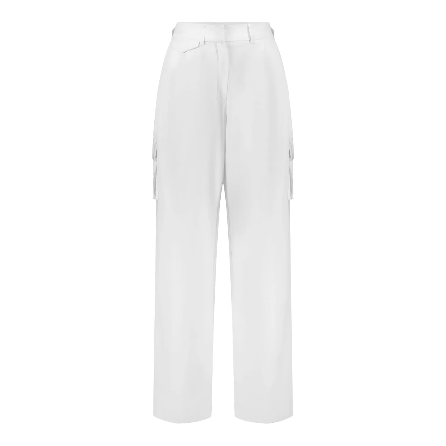 White pocket palazzo pants