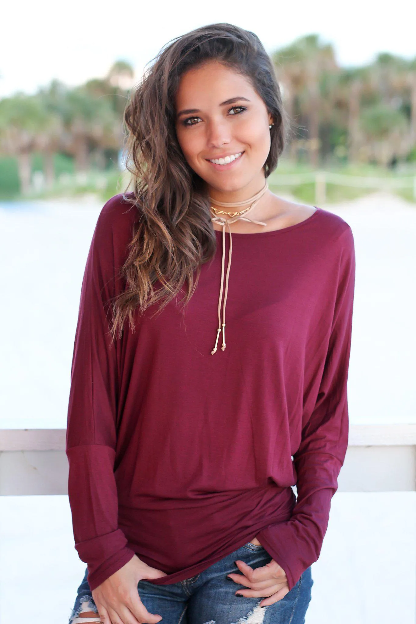 Wine Long Sleeve Top