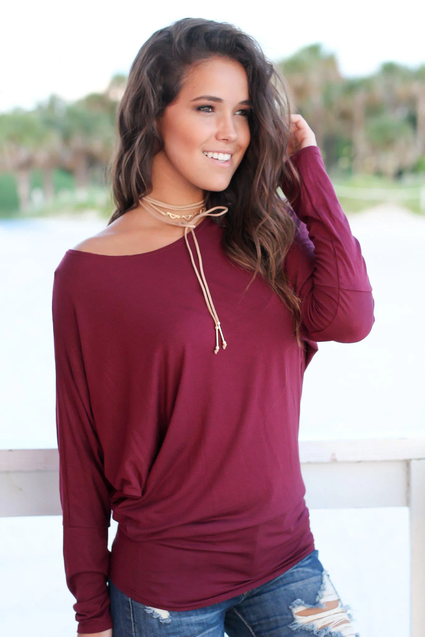 Wine Long Sleeve Top