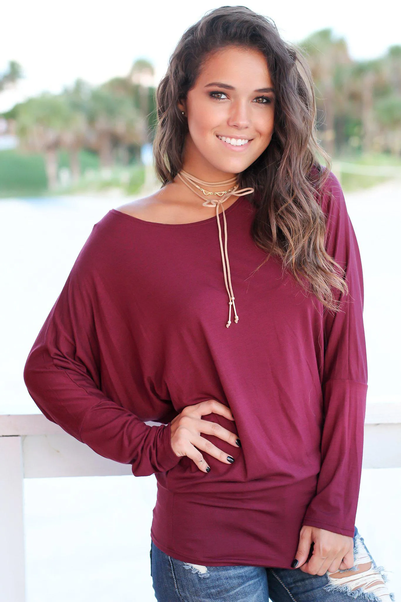 Wine Long Sleeve Top