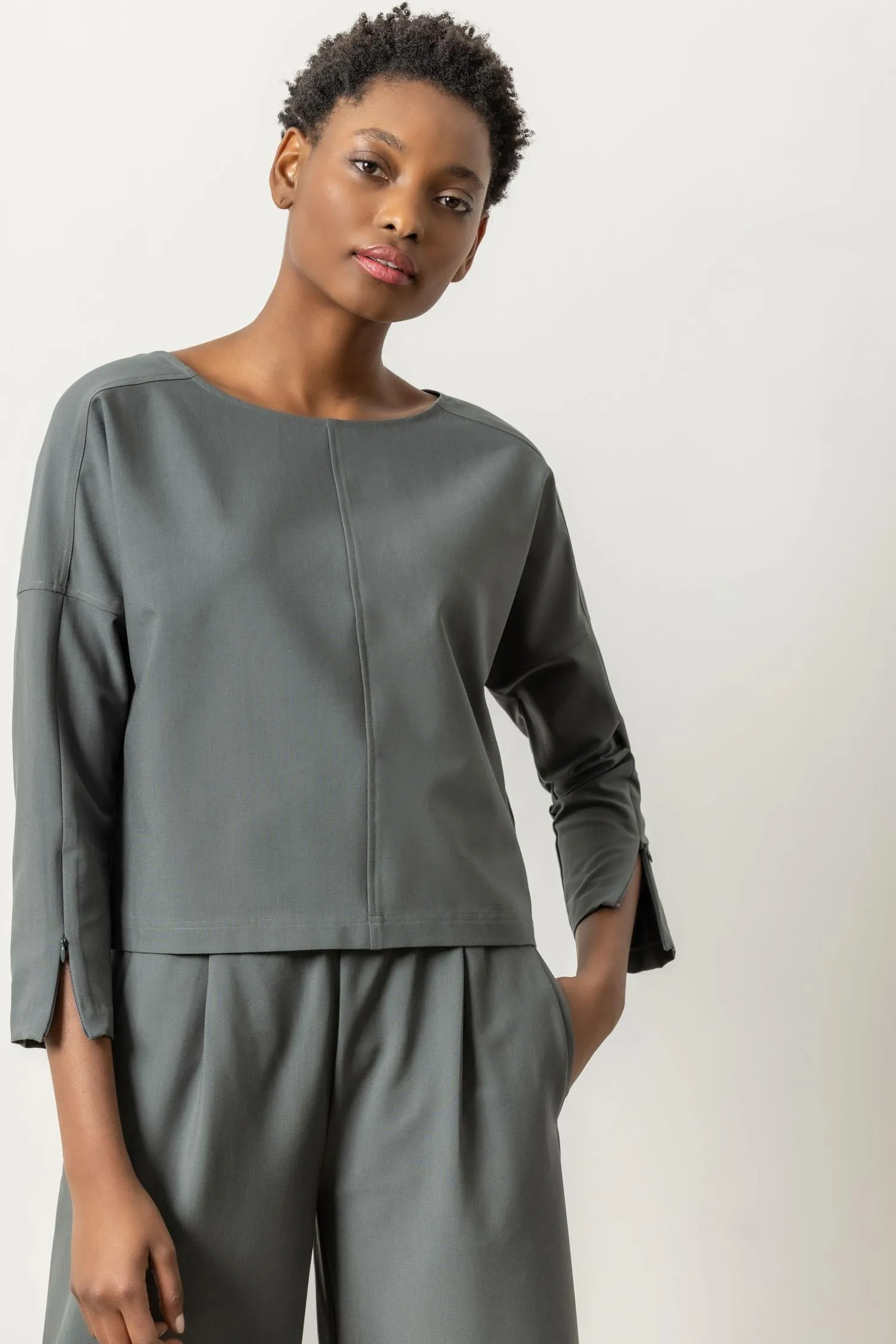 Zip Detail Seamed Top